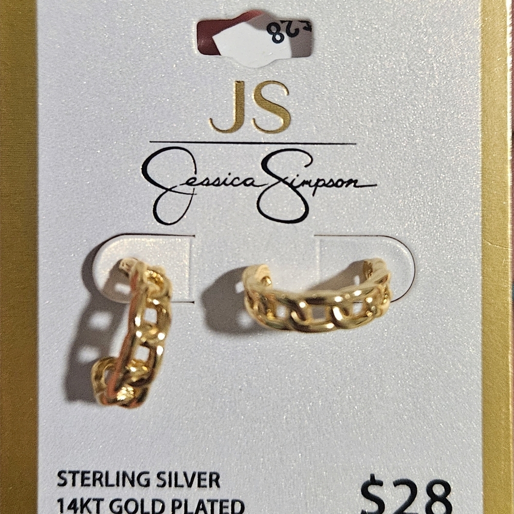Jessica Simpson 14K Gold Plated Chain Hoop Earrings